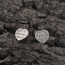Load image into Gallery viewer, Icy Heart Baguette Earrings