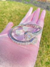 Load image into Gallery viewer, Icy Heart Baguette Cuff Bracelet