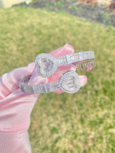Load image into Gallery viewer, Icy Heart Baguette Cuff Bracelet