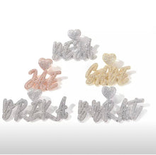 Load image into Gallery viewer, CUSTOM Cursive Icy Heart Hook Necklace