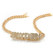 Load image into Gallery viewer, CUSTOM Cuban Name Necklace w/Baguette Letters