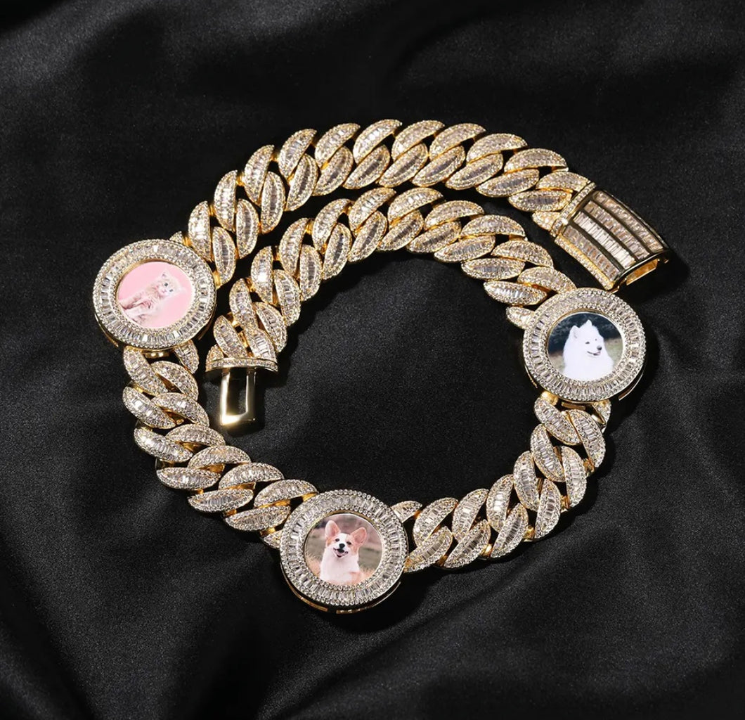 Custom Luxury Tri-Photo Cuban Necklace