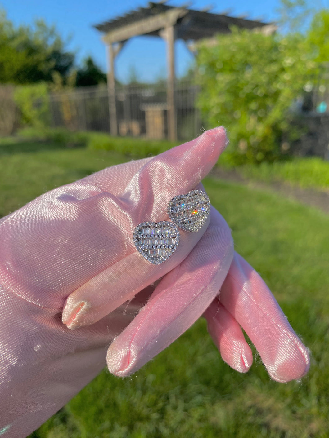 Icy Heart Baguette Earrings