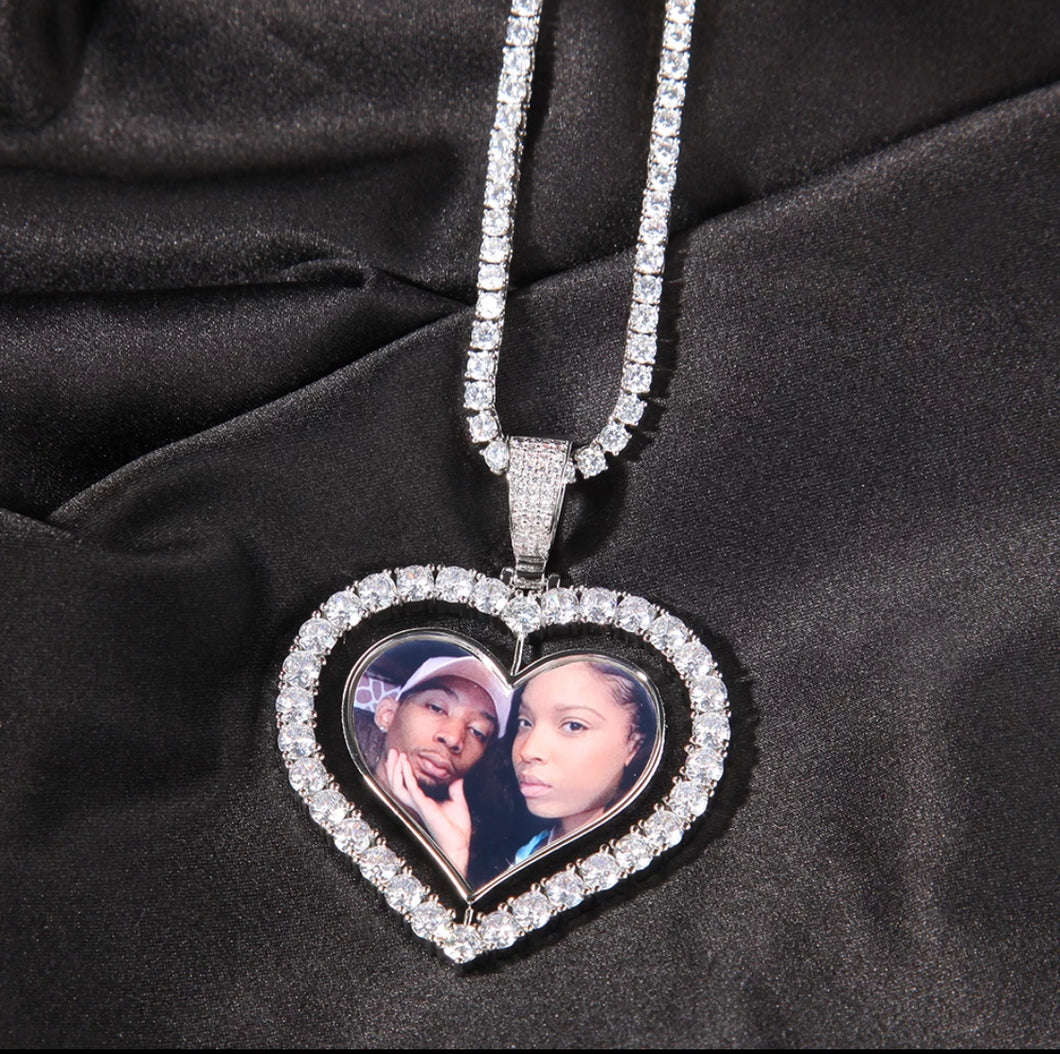 CUSTOM Spinning Photo Heart Photo Pendant