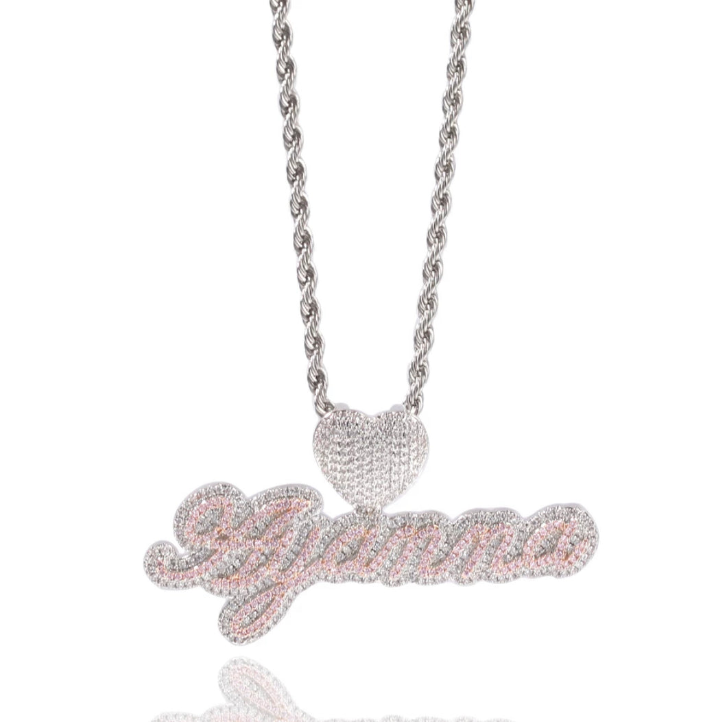 CUSTOM ‘It’s The Bling For Me’ Iced Out Pink & Silver Necklace